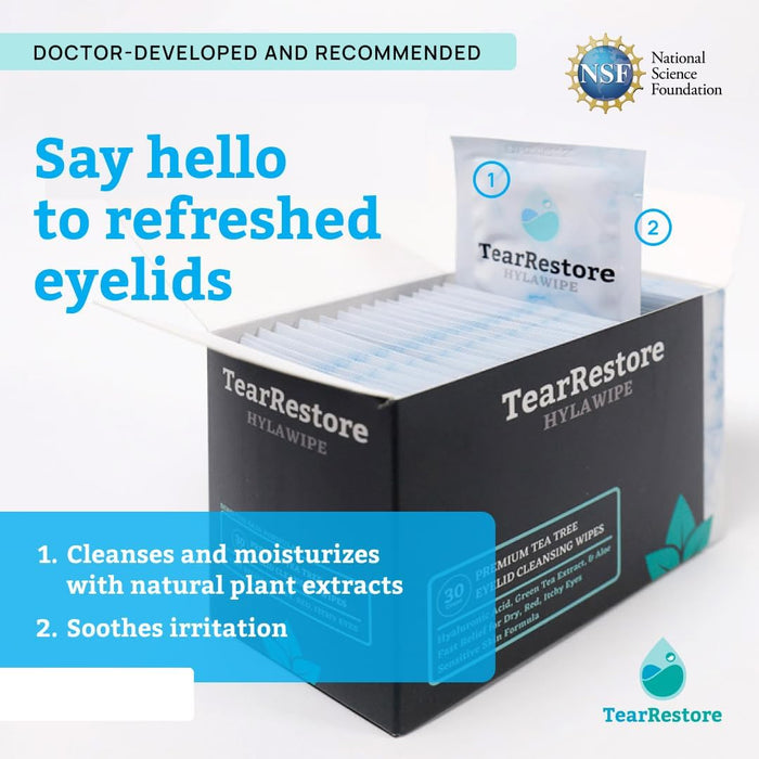 TearRestore HylaWipe™ Tea Tree Eyelid Wipes