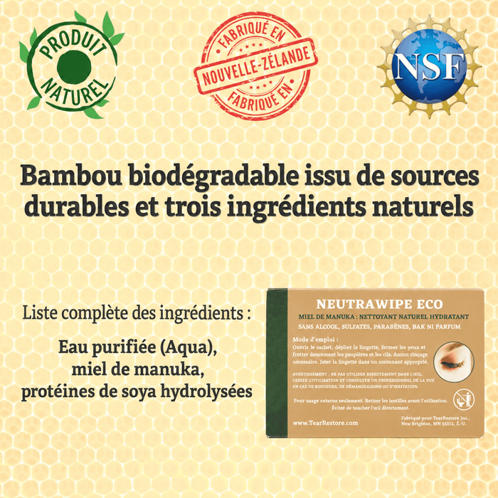 TearRestore NeutraWipe ECO™ Manuka Honey Eyelid Wipes