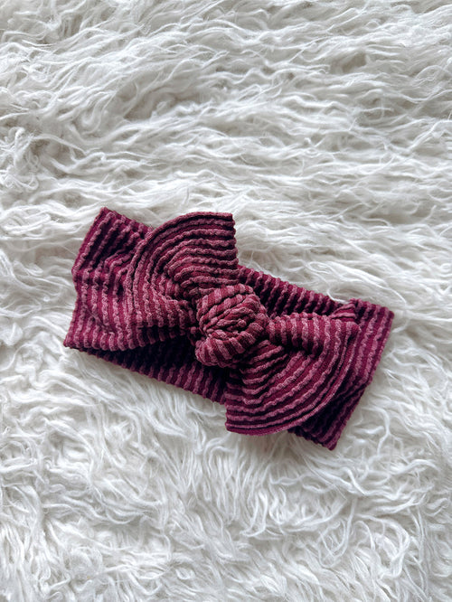 Textured Mini Tieband - Wavy Ribbed Berry