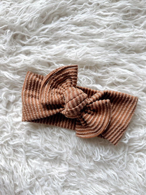 Textured Mini Tieband - Wavy Ribbed Caramel