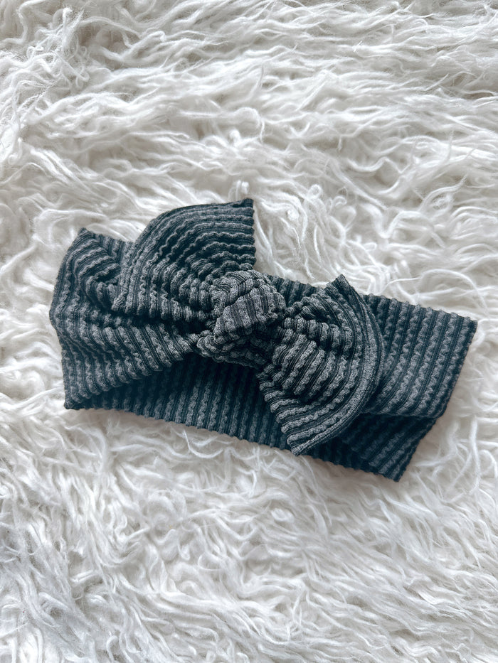Textured Mini Tieband - Wavy Ribbed Charcoal
