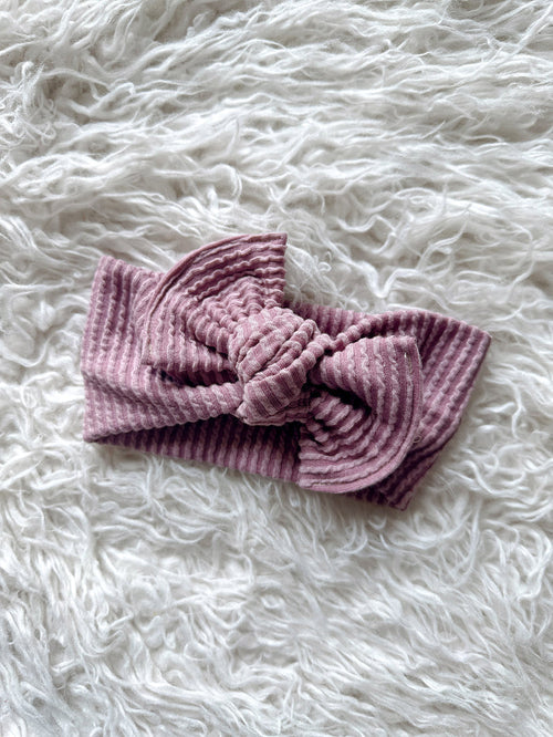 Textured Mini Tieband - Wavy Ribbed Mauve