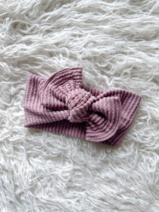 Textured Mini Tieband - Wavy Ribbed Mauve