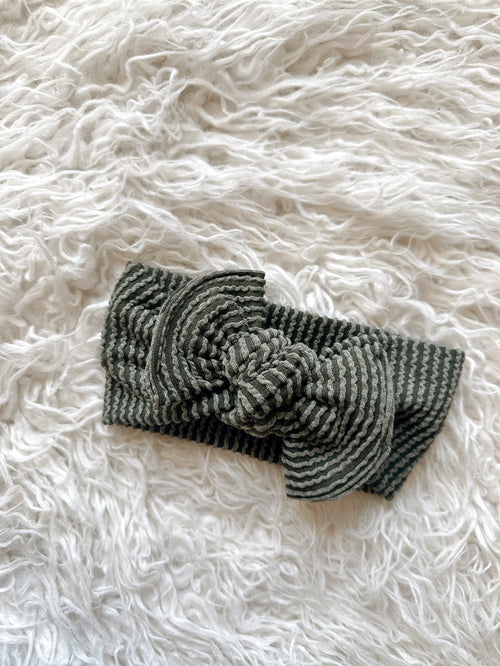 Textured Mini Tieband - Wavy Ribbed Olive