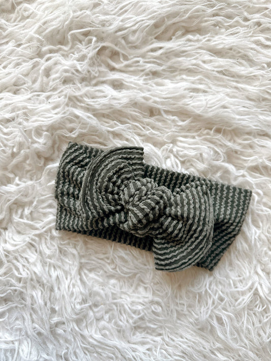 Textured Mini Tieband - Wavy Ribbed Olive
