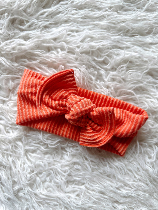 Textured Mini Tieband - Wavy Ribbed Orange