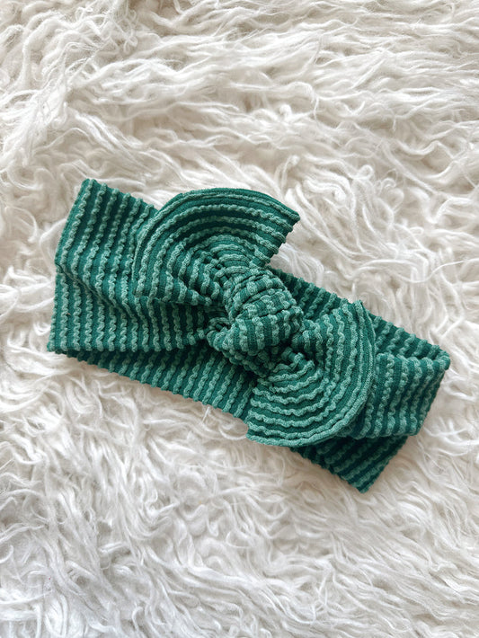 Textured Mini Tieband - Wavy Ribbed Pine