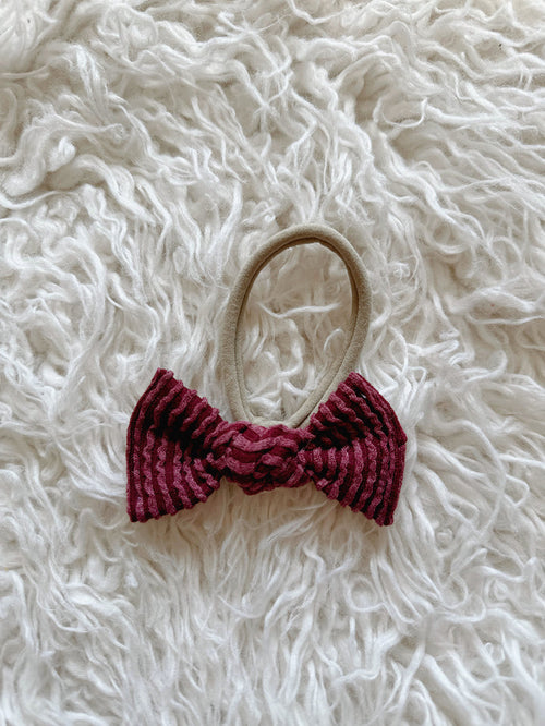 Textured Nylon Headband - Wavy Ribbed Berry