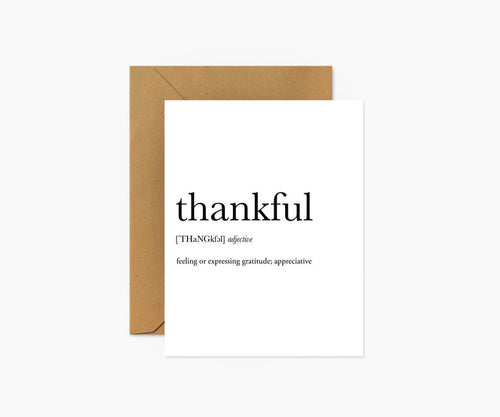 Thankful Definition Thank You Card | Footnotes Paper