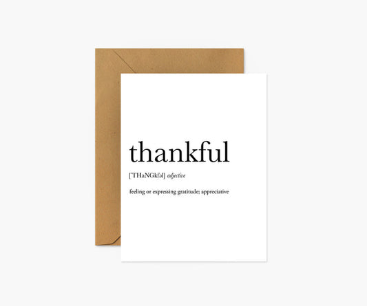 Thankful Definition Thank You Card | Footnotes Paper