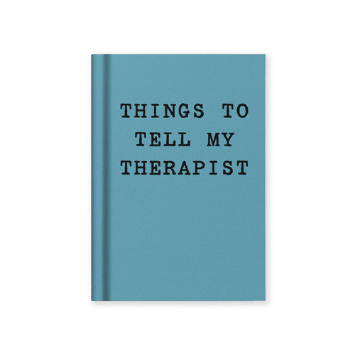 Teal fabric hardback notebook with black title text on cover