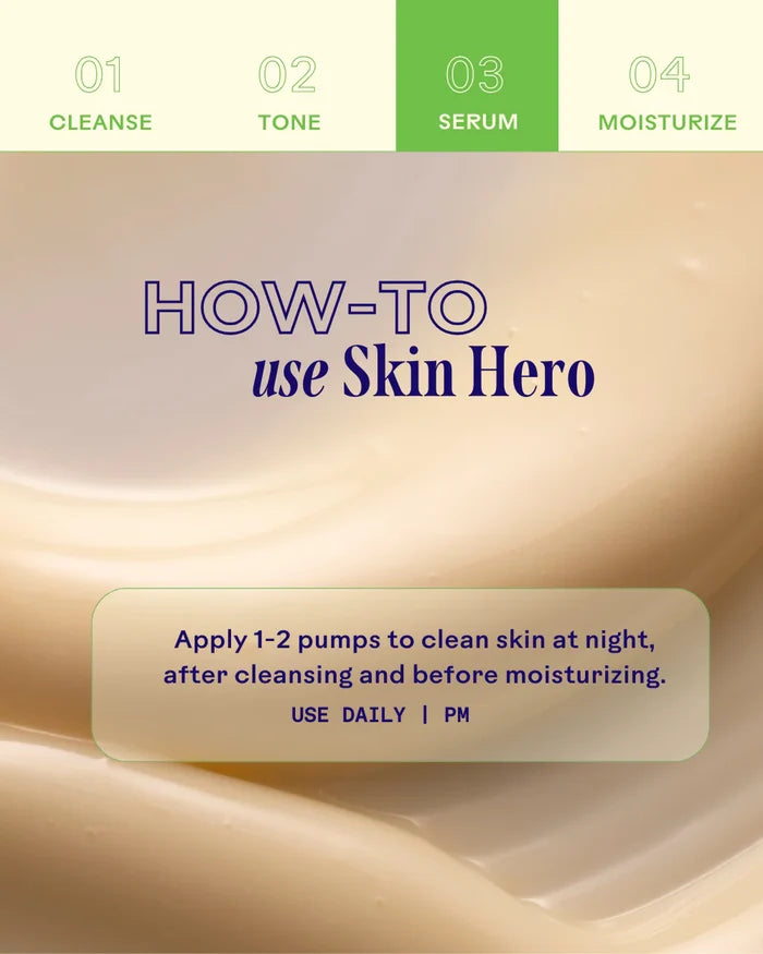 Three Ships SkinHero Calendula and Bakuchiol Bio-Retinol serum in a 30ml bottle, featuring a sleek pump dispenser and natural skincare packaging