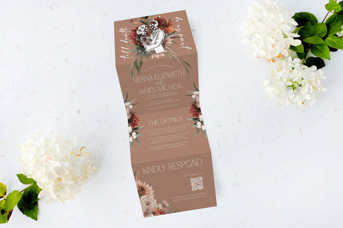 Till Death Terracotta Tri Fold Invitation
