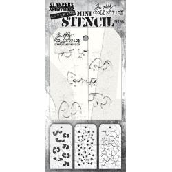 Tim Holtz - Mini Layered Stencil - Set 3/Pkg - Set #56. Available at Embellish Away located in Bowmanville Ontario Canada.