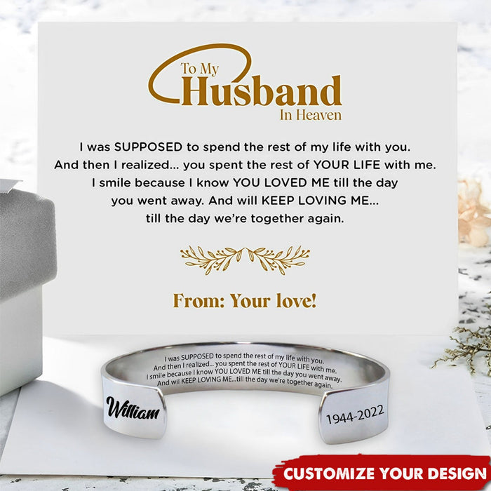 To My Husband In Heaven Memorial Personalized Bracelet