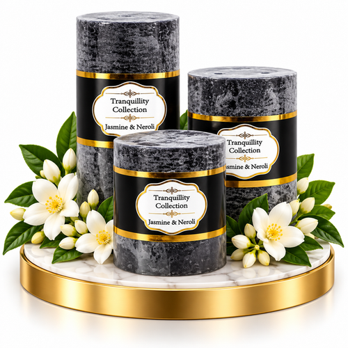 Tranquillity Collection Pillar Candles - Jasmine & Neroli