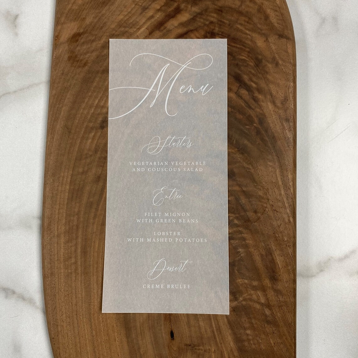 Translucent Vellum Menu
