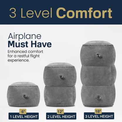 Travel Foot Rest Pillow – 1 Pack Inflatable Airplane Seat Extender for (Grey)