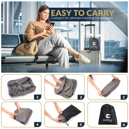 Travel Foot Rest Pillow – 1 Pack Inflatable Airplane Seat Extender for (Grey)