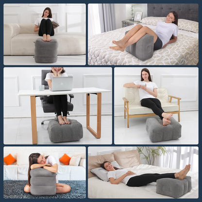 Travel Foot Rest Pillow – 1 Pack Inflatable Airplane Seat Extender for (Grey)