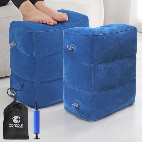 Travel Foot Rest Pillow – Inflatable Airplane Seat Extender (2 Pack)