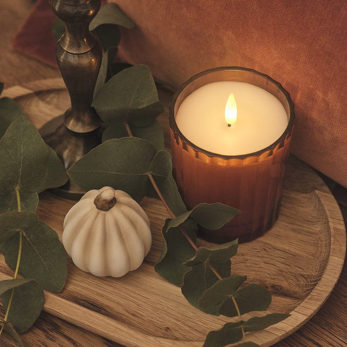 TruGlow® Burnt Orange LED Fluted Glass Candle with Remote Control