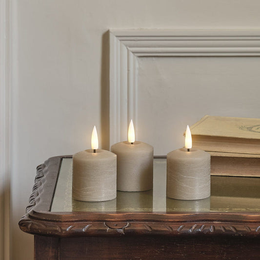 TruGlow® Taupe Distressed LED Votive Candle Trio with Remote Control