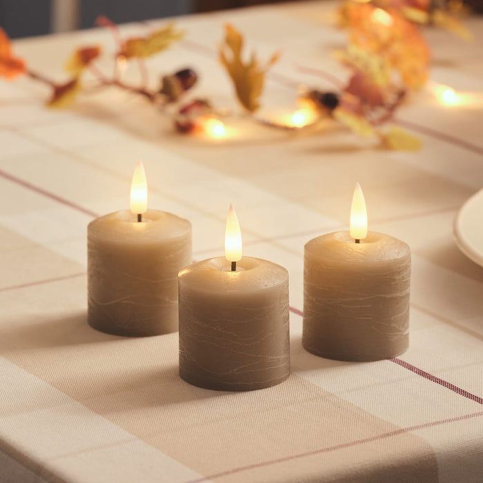 TruGlow® Taupe Distressed LED Votive Candle Trio with Remote Control
