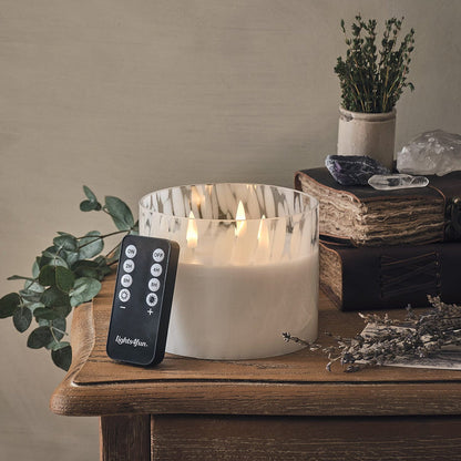 TruGlow® White Confetti Glass 3 Wick LED Candle with Remote Control