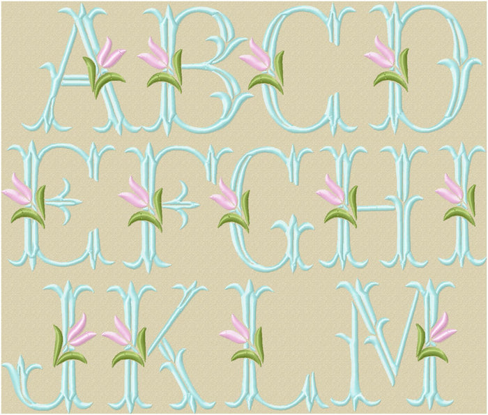 Tulip Monogram Font - Comes in 2 and 4 inch sizes