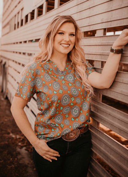 Turquoise Stone Scrub Top