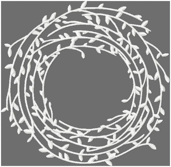 Twig wreath monogram frame border, machine embroidery design comes in 4x4, 5x5, 6x6, 7x7