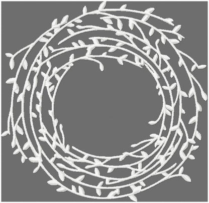 Twig wreath monogram frame border, machine embroidery design comes in 4x4, 5x5, 6x6, 7x7