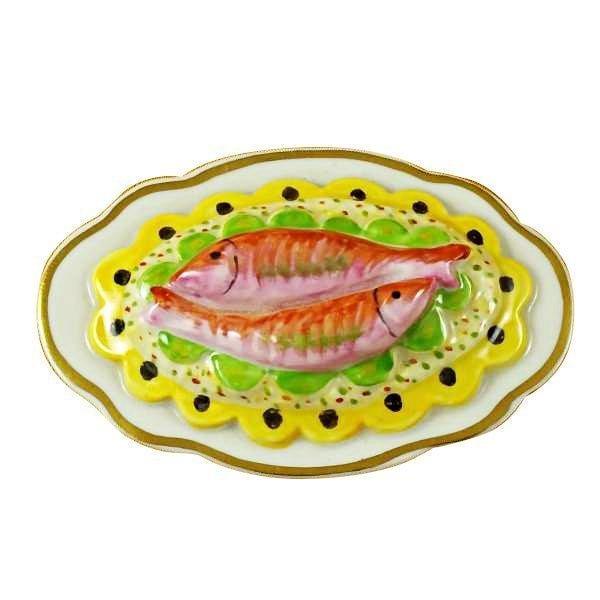 Two Salmon Limoges Box Porcelain Limoges French Trinket Box