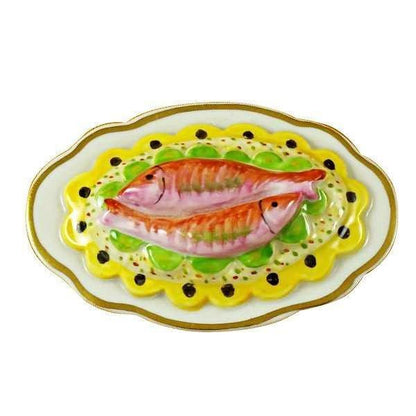 Two Salmon Limoges Box Porcelain Limoges French Trinket Box