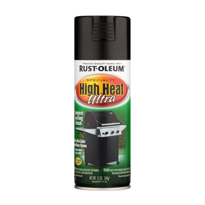 Rustoleaum ultra high heat spray, available at Clement's Paint in Austin, TX.
