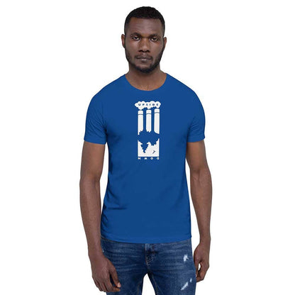 UPSIDE DOWN T-Shirt supporting Greenpeace royal blue on man