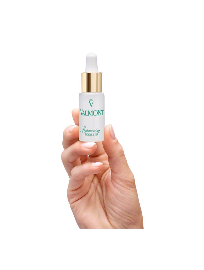 Valmont Moisturizing Booster Hydration Gel Serum in 20ml bottle, lightweight, hydrating skincare for radiant skin.