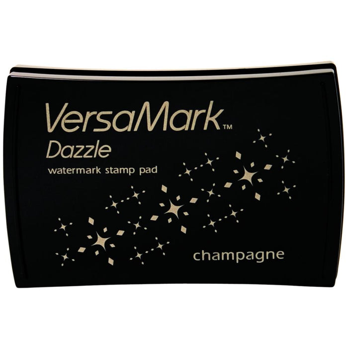 Tsukineko - VersaMark Dazzle - Watermark Stamp Pad - Champagne. Dazzle combines all the great qualities of the original VersaMark with added shimmer to give your paper projects an easy touch of elegance. Available at Embellish Away located in Bowmanville Ontario Canada.
