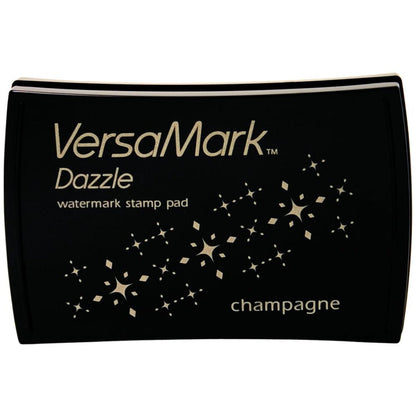 Tsukineko - VersaMark Dazzle - Watermark Stamp Pad - Champagne. Dazzle combines all the great qualities of the original VersaMark with added shimmer to give your paper projects an easy touch of elegance. Available at Embellish Away located in Bowmanville Ontario Canada.