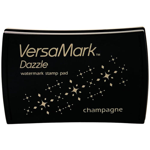 Tsukineko - VersaMark Dazzle - Watermark Stamp Pad - Champagne. Dazzle combines all the great qualities of the original VersaMark with added shimmer to give your paper projects an easy touch of elegance. Available at Embellish Away located in Bowmanville Ontario Canada.