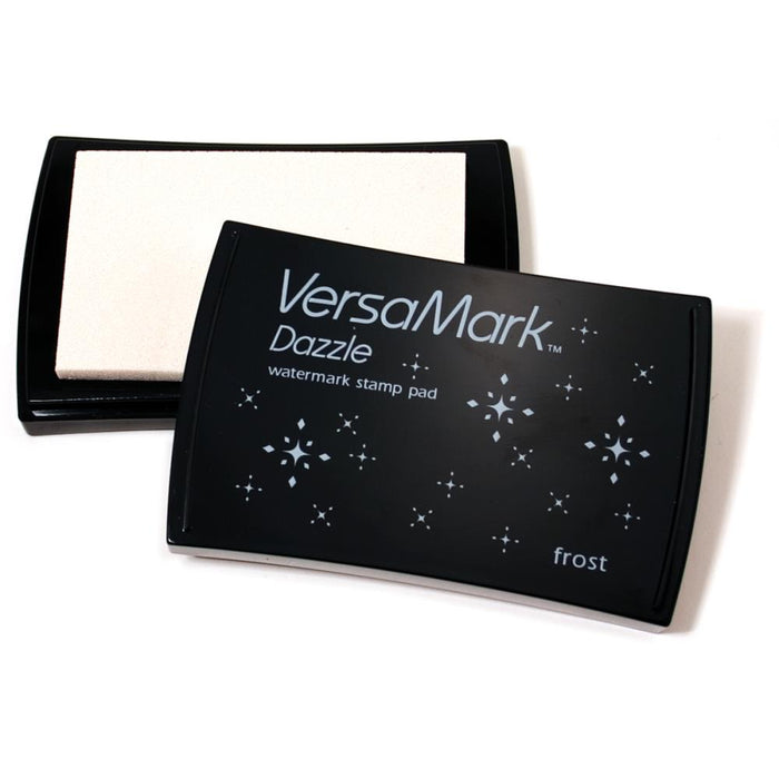 Tsukineko - VersaMark Dazzle - Watermark Stamp Pad - Frost. Dazzle combines all the great qualities of the original VersaMark with added shimmer to give your paper projects an easy touch of elegance. Available at Embellish Away located in Bowmanville Ontario Canada.