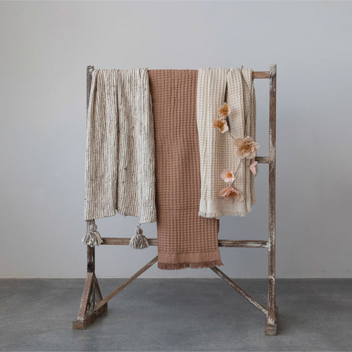 Waffle Weave Throw w/ Fringe