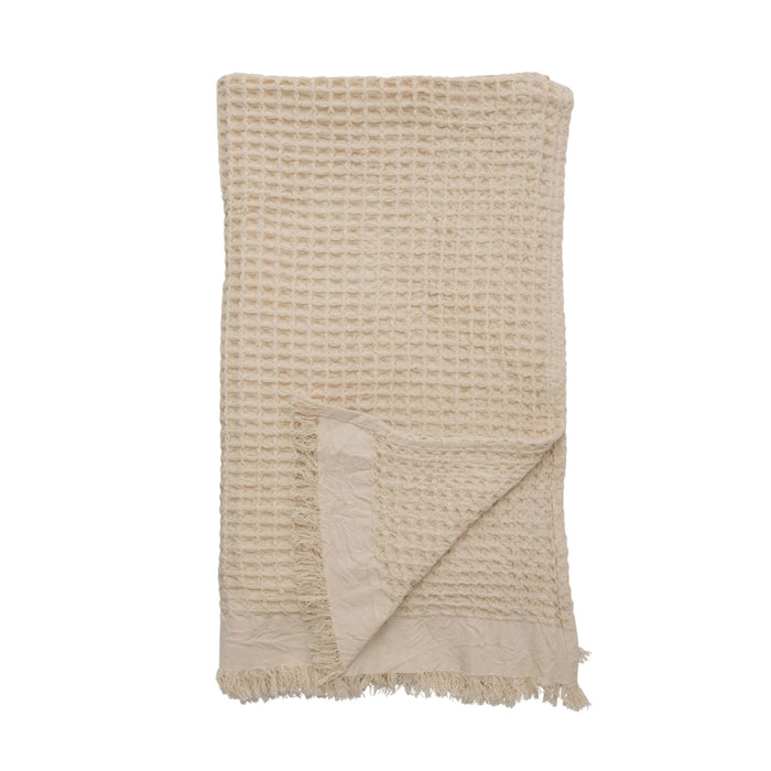 Waffle Weave Throw w/ Fringe