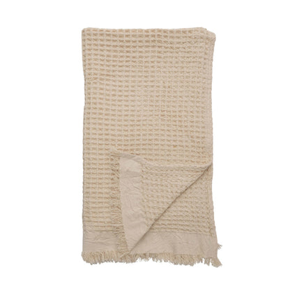 Waffle Weave Throw w/ Fringe