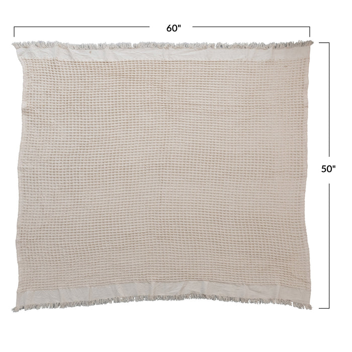 Waffle Weave Throw w/ Fringe