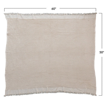 Waffle Weave Throw w/ Fringe