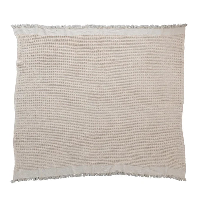 Waffle Weave Throw w/ Fringe