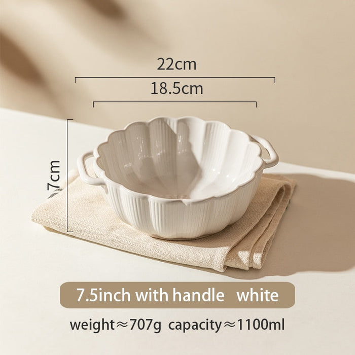 White Ceramic Bowls With Handle