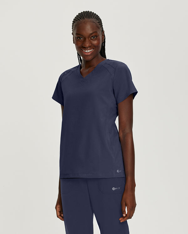 White Cross Fit 2-Pocket Mesh V-Neck Scrub Top